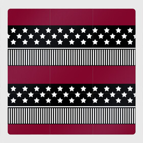Магнитный плакат 3Х3 с принтом Бордово-черный узор полосатый в Курске, Полимерный материал с магнитным слоем | 9 деталей размером 9*9 см | бордовый и черный | звезды | комбинированный | полосатый | полосатый узор | пэчворк | черный