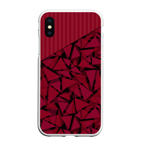 Чехол для iPhone XS Max матовый с принтом Красный комбинированный узор  в Курске, Силикон | Область печати: задняя сторона чехла, без боковых панелей | абстрактный | в полоску | геометрический | красный | полосатый | современный