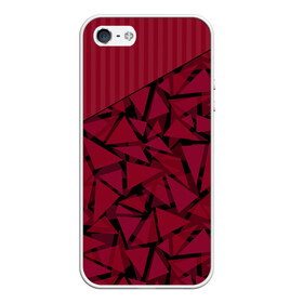 Чехол для iPhone 5/5S матовый с принтом Красный комбинированный узор  в Курске, Силикон | Область печати: задняя сторона чехла, без боковых панелей | абстрактный | в полоску | геометрический | красный | полосатый | современный