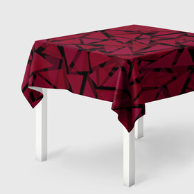 Скатерть 3D с принтом Красный комбинированный узор  в Курске, 100% полиэстер (ткань не мнется и не растягивается) | Размер: 150*150 см | абстрактный | в полоску | геометрический | красный | полосатый | современный