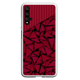 Чехол для Honor 20 с принтом Красный комбинированный узор  в Курске, Силикон | Область печати: задняя сторона чехла, без боковых панелей | абстрактный | в полоску | геометрический | красный | полосатый | современный