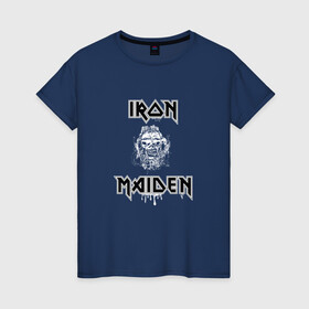 Женская футболка хлопок с принтом IRON MAIDEN | АЙРОН МЕЙДЕН (Z) в Курске, 100% хлопок | прямой крой, круглый вырез горловины, длина до линии бедер, слегка спущенное плечо | iron maiden | logo | music | rock | айрон мэйден | железная дева | лого | музик | рок | стив харрис | ужасы | хеви метал