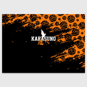 Поздравительная открытка с принтом KARASUNO | КАРАСУНО в Курске, 100% бумага | плотность бумаги 280 г/м2, матовая, на обратной стороне линовка и место для марки
 | black jackals | fly | fly high | haikyuu | hinata | msby | аниме | волейбол | карасуно | некома | хайкью карасуно | хината