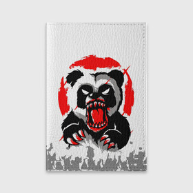 Обложка для паспорта матовая кожа с принтом Злая Кровавая Панда в Курске, натуральная матовая кожа | размер 19,3 х 13,7 см; прозрачные пластиковые крепления | animal | beast | blood | fire | monster | panda | животные | звери | зубы | кровь | монстр | огонь | панда | хищник