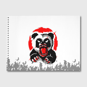 Альбом для рисования с принтом Злая Кровавая Панда в Курске, 100% бумага
 | матовая бумага, плотность 200 мг. | Тематика изображения на принте: animal | beast | blood | fire | monster | panda | животные | звери | зубы | кровь | монстр | огонь | панда | хищник