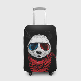 Чехол для чемодана 3D с принтом Панда Хипстер в Очках в Курске, 86% полиэфир, 14% спандекс | двустороннее нанесение принта, прорези для ручек и колес | animal | funny | panda | животные | звери | милые | очки | панда | прикол | хипстер