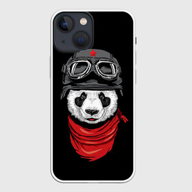 Чехол для iPhone 13 mini с принтом Панда Танкист в Курске,  |  | animal | funny | panda | военный | животные | звери | милые | очки | панда | прикол | хипстер
