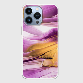 Чехол для iPhone 13 Pro с принтом Наслоение красок в Курске,  |  | fluid art | абстракция | золото | краска | полосы | слои