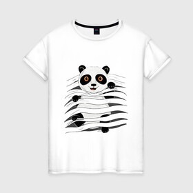 Женская футболка хлопок с принтом МАЛЫШ ПАНДА в Курске, 100% хлопок | прямой крой, круглый вырез горловины, длина до линии бедер, слегка спущенное плечо | baby | bear | china | honey | little | panda | sweet | texture | иллюзия | китай | малыш | медведь | милый | мишка | няшка | панда | текстуры