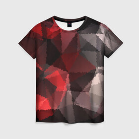 Женская футболка 3D с принтом Серо-красная абстракция  в Курске, 100% полиэфир ( синтетическое хлопкоподобное полотно) | прямой крой, круглый вырез горловины, длина до линии бедер | абстрактный | красный | креативный | модный | мозаичный узор | серый | текстура