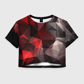 Женская футболка Crop-top 3D с принтом Серо-красная абстракция  в Курске, 100% полиэстер | круглая горловина, длина футболки до линии талии, рукава с отворотами | абстрактный | красный | креативный | модный | мозаичный узор | серый | текстура