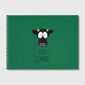 Альбом для рисования с принтом Go Cows в Курске, 100% бумага
 | матовая бумага, плотность 200 мг. | cow | south park | sport | коровы | мульт | мультфильм | спорт | южный парк