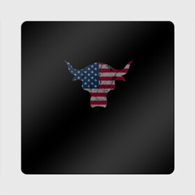 Магнит виниловый Квадрат с принтом The Bull в Курске, полимерный материал с магнитным слоем | размер 9*9 см, закругленные углы | Тематика изображения на принте: америка | белый | бык | звёзды | красный | полоски | рога | флаг