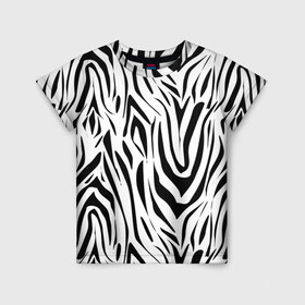 Детская футболка 3D с принтом Черно-белая зебра в Курске, 100% гипоаллергенный полиэфир | прямой крой, круглый вырез горловины, длина до линии бедер, чуть спущенное плечо, ткань немного тянется | зебра | модный | молодежный | популярный | современный | тигровый | тренд | черно белый
