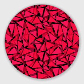 Коврик для мышки круглый с принтом Красно-черный полигональный в Курске, резина и полиэстер | круглая форма, изображение наносится на всю лицевую часть | абстрактный | алый | геометрический | детский | красный | молодежный | современный | текстура | треугольники | узор