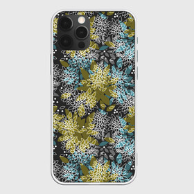 Чехол для iPhone 12 Pro с принтом Черно оливковый цветочный  в Курске, силикон | область печати: задняя сторона чехла, без боковых панелей | абстрактный | детский | молодежный | популярный | современный | текстура | узор | цветочный