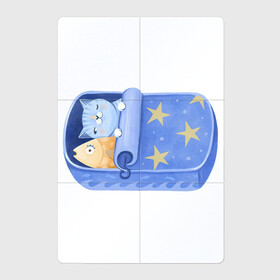 Магнитный плакат 2Х3 с принтом Сладкие сны в Курске, Полимерный материал с магнитным слоем | 6 деталей размером 9*9 см | арт | звезда | звёзды | консервы | кот | котик | кошка | ночь | рисунок | рыба | рыбка | сны | сон | спокойной ночи