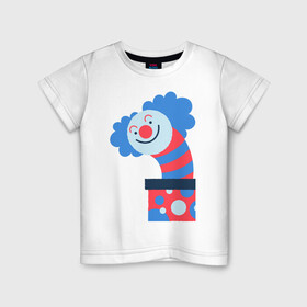 Детская футболка хлопок с принтом Жуткий клоун-сюрприз в коробке в Курске, 100% хлопок | круглый вырез горловины, полуприлегающий силуэт, длина до линии бедер | веселье | жутко | клоун | мило | монстры | персонаж | существа | сюрприз