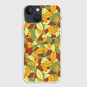 Чехол для iPhone 13 mini с принтом Яркие осенние листья в Курске,  |  | желтые | зеленые | золотая | красные | листья | осенний | осень | яркие