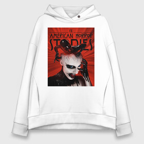 Женское худи Oversize хлопок с принтом  в черном латексе  в Курске, френч-терри — 70% хлопок, 30% полиэстер. Мягкий теплый начес внутри —100% хлопок | боковые карманы, эластичные манжеты и нижняя кромка, капюшон на магнитной кнопке | american horror stories | ash | американская история ужасов | нетфликс | новый сезон | сериал | ужасы