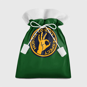 Подарочный 3D мешок с принтом Hustle Loyalty respect  в Курске, 100% полиэстер | Размер: 29*39 см | жёлтый | зелёный | надпись | преданное уважение | рука | эмблема