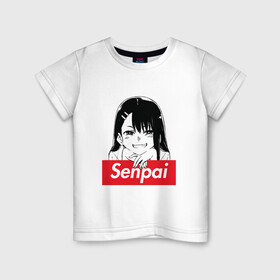 Детская футболка хлопок с принтом Нагаторо Senpai в Курске, 100% хлопок | круглый вырез горловины, полуприлегающий силуэт, длина до линии бедер | anime | nagatoro | senpai | аниме | нагаторо | не издевайся надо мной | сенпай | сэнпай