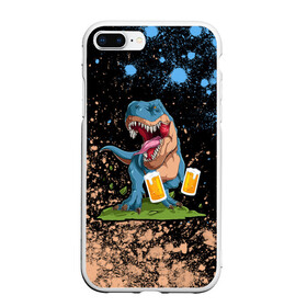 Чехол для iPhone 7Plus/8 Plus матовый с принтом Пивозавр - Краска в Курске, Силикон | Область печати: задняя сторона чехла, без боковых панелей | dinosaur | pivo | pivozavr | взрыв | динозавр | краска | прикол