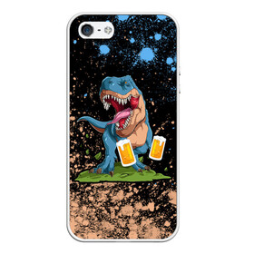 Чехол для iPhone 5/5S матовый с принтом Пивозавр - Краска в Курске, Силикон | Область печати: задняя сторона чехла, без боковых панелей | dinosaur | pivo | pivozavr | взрыв | динозавр | краска | прикол