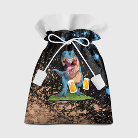 Подарочный 3D мешок с принтом Пивозавр - Краска в Курске, 100% полиэстер | Размер: 29*39 см | Тематика изображения на принте: dinosaur | pivo | pivozavr | взрыв | динозавр | краска | прикол