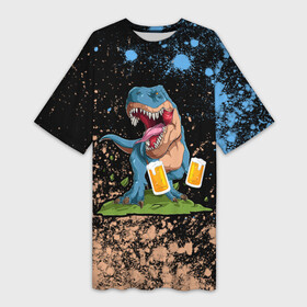 Платье-футболка 3D с принтом Пивозавр   Краска в Курске,  |  | dinosaur | pivo | pivozavr | взрыв | динозавр | краска | прикол