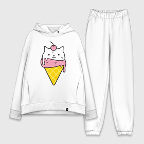 Женский костюм хлопок Oversize с принтом Ice Cream Cat в Курске,  |  | animal | cat | cute | ice cream | kitty | meow | друг | животные | киска | кися | китти | кот | котенок | котик | котэ | кошечка | кошка | мороженое | мур | мяу | питомец