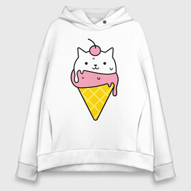 Женское худи Oversize хлопок с принтом Ice Cream Cat в Курске, френч-терри — 70% хлопок, 30% полиэстер. Мягкий теплый начес внутри —100% хлопок | боковые карманы, эластичные манжеты и нижняя кромка, капюшон на магнитной кнопке | animal | cat | cute | ice cream | kitty | meow | друг | животные | киска | кися | китти | кот | котенок | котик | котэ | кошечка | кошка | мороженое | мур | мяу | питомец