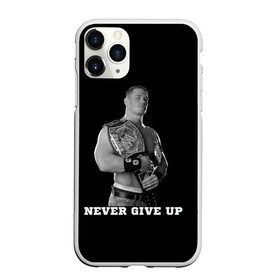 Чехол для iPhone 11 Pro матовый с принтом Never give up в Курске, Силикон |  | джон сина | знаменитость | никогда не сдавайся | пояс | рестлинг | черно белый