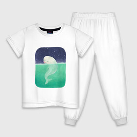 Детская пижама хлопок с принтом Белуха в Курске, 100% хлопок |  брюки и футболка прямого кроя, без карманов, на брюках мягкая резинка на поясе и по низу штанин
 | арт | белуха | звезда | звёзды | море | ночное небо | ночь | океан | природа | рисунок