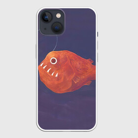 Чехол для iPhone 13 с принтом Удильщик в Курске,  |  | Тематика изображения на принте: арт | глубина | глубина моря | глубина океана | дно | дно морское | море | морской чёрт | океан | природа | рисунок | рыба | тьма | удильщик | фонарик | фонарь | хищник