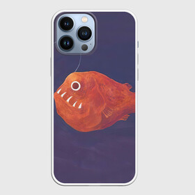 Чехол для iPhone 13 Pro Max с принтом Удильщик в Курске,  |  | Тематика изображения на принте: арт | глубина | глубина моря | глубина океана | дно | дно морское | море | морской чёрт | океан | природа | рисунок | рыба | тьма | удильщик | фонарик | фонарь | хищник