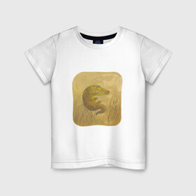 Детская футболка хлопок с принтом Крокодильчик в Курске, 100% хлопок | круглый вырез горловины, полуприлегающий силуэт, длина до линии бедер | арт | болото | крокодил | крокодильчик | озеро | природа | рисунок