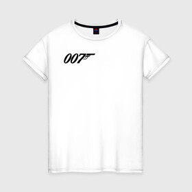 Женская футболка хлопок с принтом 007 лого в Курске, 100% хлопок | прямой крой, круглый вырез горловины, длина до линии бедер, слегка спущенное плечо | 007 | bond | james bond | no time to die | бонд | джеймс бонд | кино | не время умирать