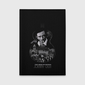 Обложка для автодокументов с принтом JOHNNY CASH в Курске, натуральная кожа |  размер 19,9*13 см; внутри 4 больших “конверта” для документов и один маленький отдел — туда идеально встанут права | black | blues | cash | dark | guitar | johnny | man | rock | usa | блюз | гитара | джони | джонни | кэш | музыка | разное | рок | сша | человек | черный