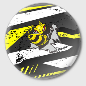 Значок с принтом Оса 3D в Курске,  металл | круглая форма, металлическая застежка в виде булавки | Тематика изображения на принте: 3d | жало | мед | насекомое | оса | пчела