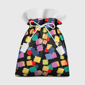 Подарочный 3D мешок с принтом Заплатки на черном фоне  в Курске, 100% полиэстер | Размер: 29*39 см | Тематика изображения на принте: веселый | детский | заплатки | модный | национальный | пэчворк | разноцветный | ретро | фольклор