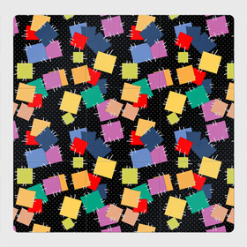 Магнитный плакат 3Х3 с принтом Заплатки на черном фоне  в Курске, Полимерный материал с магнитным слоем | 9 деталей размером 9*9 см | веселый | детский | заплатки | модный | национальный | пэчворк | разноцветный | ретро | фольклор