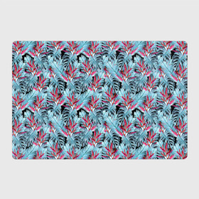 Магнитный плакат 3Х2 с принтом Розово-голубой тропический  в Курске, Полимерный материал с магнитным слоем | 6 деталей размером 9*9 см | листья | листья монстеры | монстера | папоротник | пляжный | тропический | цветочный