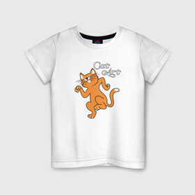 Детская футболка хлопок с принтом Танец рыжего кота в Курске, 100% хлопок | круглый вырез горловины, полуприлегающий силуэт, длина до линии бедер | cat | cat art | звери | котик | коты | кошки | рыжий кот | танец