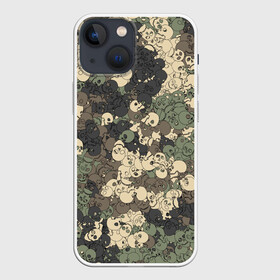 Чехол для iPhone 13 mini с принтом Камуфляжный рисунок из черепов в Курске,  |  | камо | камуфляж | милитари | паттерн | хаки | череп.скелет