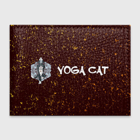 Обложка для студенческого билета с принтом Кошачья Йога - Гранж в Курске, натуральная кожа | Размер: 11*8 см; Печать на всей внешней стороне | Тематика изображения на принте: cat | cats | yoga | гранж | дзен | инь | йога | кот | коты | кошачья | кошка | кошки | намасте | практика | расслабление | хамса | янь