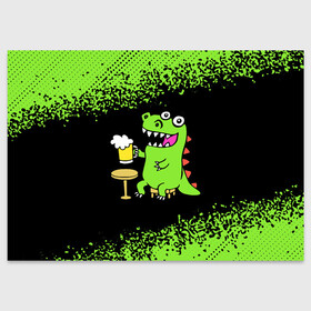 Поздравительная открытка с принтом Пивозавр - Краска в Курске, 100% бумага | плотность бумаги 280 г/м2, матовая, на обратной стороне линовка и место для марки
 | dinosaur | pivo | pivozavr | динозавр | краска | прикол | спрей