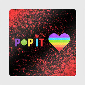 Магнит виниловый Квадрат с принтом Pop It - Heart - Powder в Курске, полимерный материал с магнитным слоем | размер 9*9 см, закругленные углы | 2021 | anti | dimple | fidget | heart | pop it | popit | simple | simpledimple | stress | trend | trends | анти | взрыв | димпл | краска | поп ит | симпл | стресс | тренд | тренды | фиджет