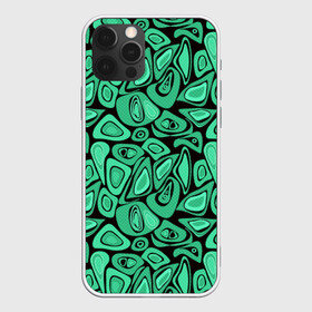 Чехол для iPhone 12 Pro с принтом Зеленый абстрактный узор в Курске, силикон | область печати: задняя сторона чехла, без боковых панелей | абстрактный | в горошек | граффити | детский современный | зелено черный | простой | ретро
