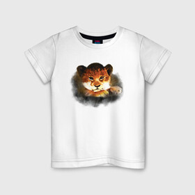 Детская футболка хлопок с принтом Львенок акварельный в Курске, 100% хлопок | круглый вырез горловины, полуприлегающий силуэт, длина до линии бедер | africa | animal | cat | cute | kid | lion | lion cub | orange | африка | животное | кошка | лев | львенок | малыш | милый | оранжевый